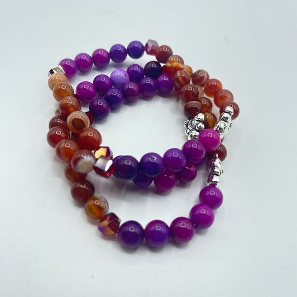Crystal beaded stretch bracelet ONE NEW sugalite carnelian reiki meditation yoga - Picture 7 of 9